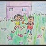 Children playing Holi