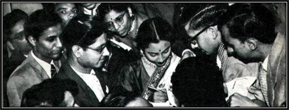 Touching the peaks of fame and excellence - Geeta Dutt surrounded by fans