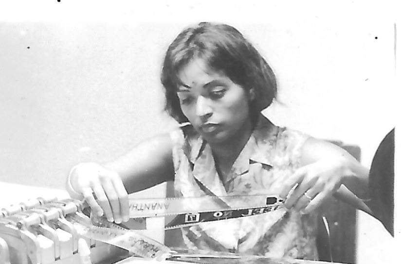 Aruna Raje editing a film