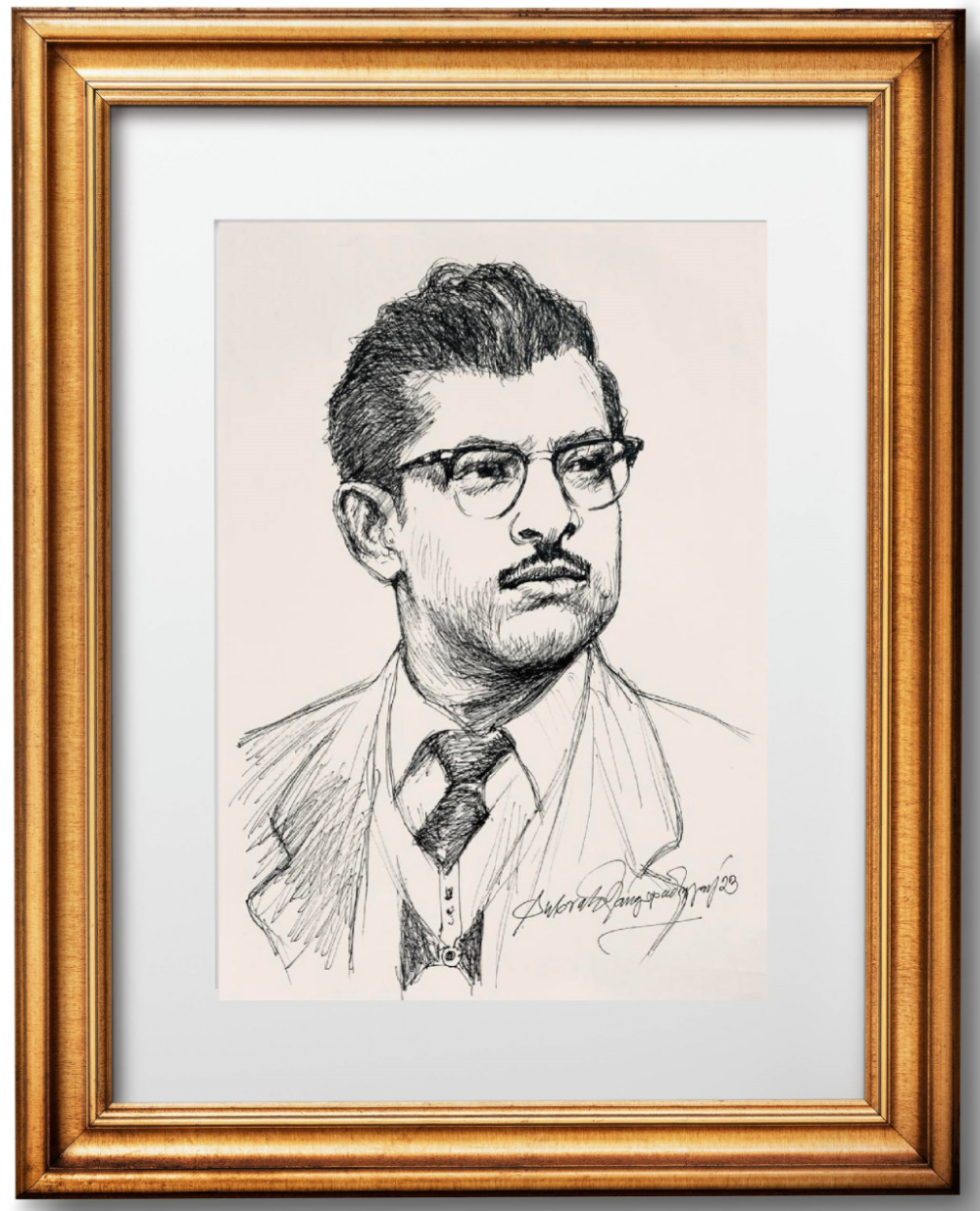 Hrishikesh Mukherjee sketch by Subrata Gangopadhyay