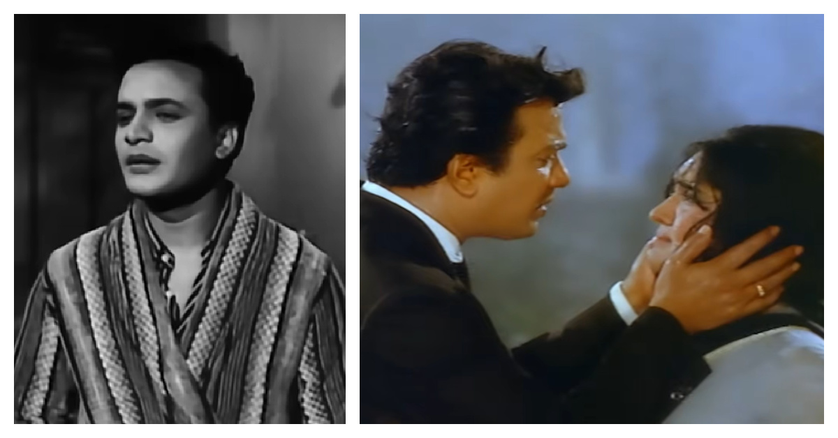 (L) Uttam Kumar as Kiriti Mukherjee (R) Uttam Kumar as Ashok, distressed by Rupa’s anguish