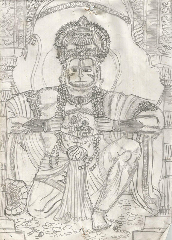 Lord Hanuman drawing mandala art | Book art drawings, Madhubani art,  Mandala drawing