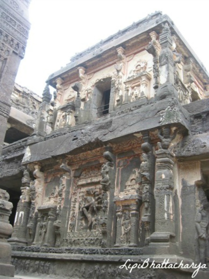 Carvings on the walls - Kailash Cave, Ellora