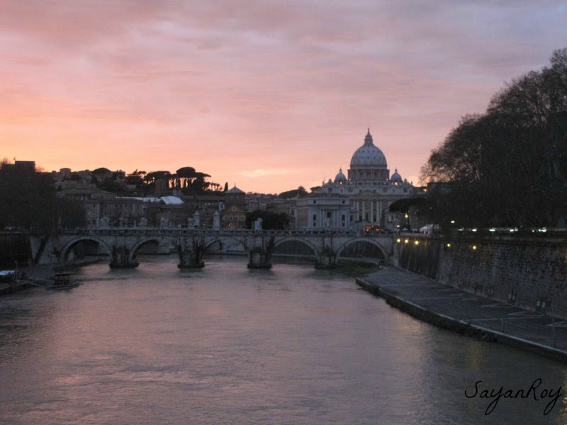 St. Peter's Basilica from the River Tiber.