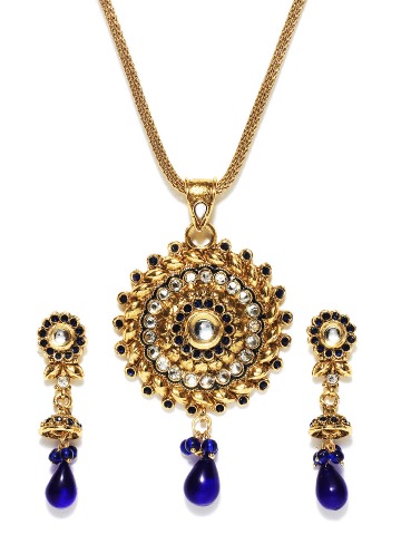Sia Art Jewellery Gold Toned Earring & Pendant Set