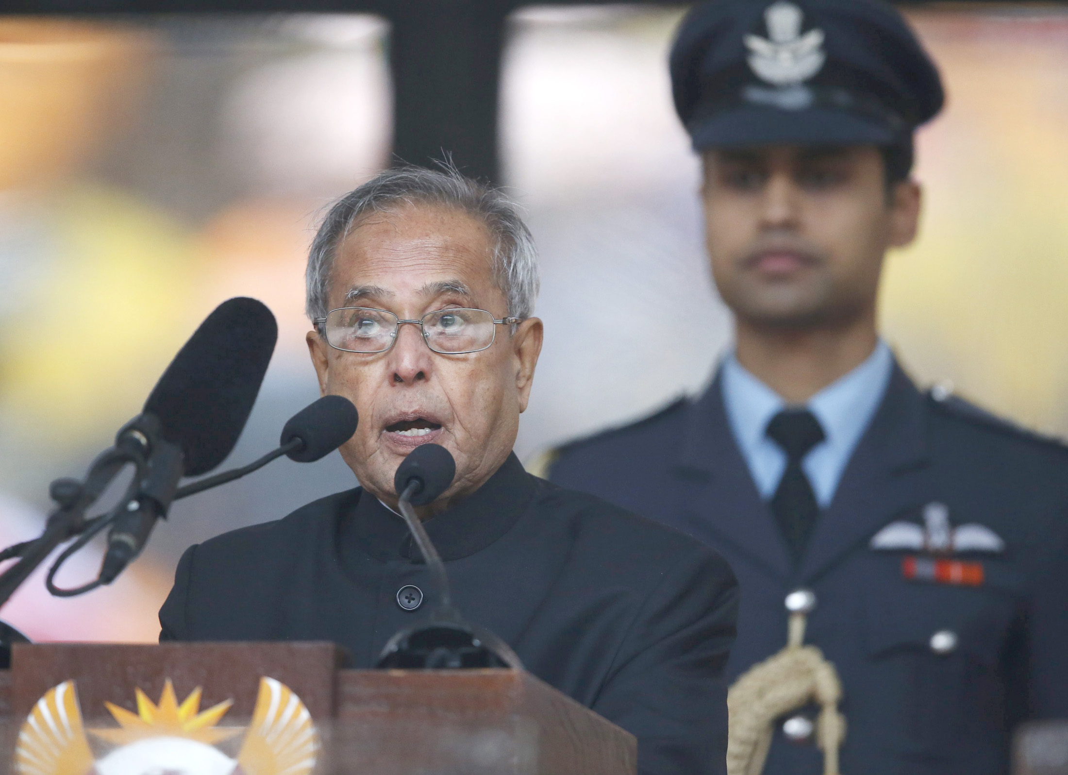Pranab Mukherjee speaking at the memorial service in honour of the former South African President, Dr. Nelson Mandela