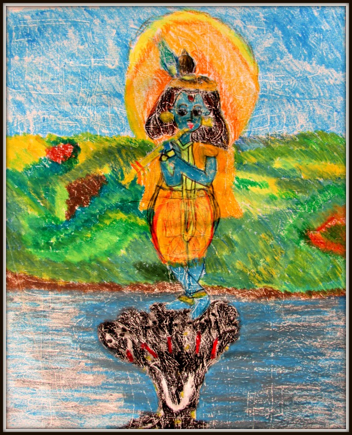 kaalia daman (oil pastels painting by kids)