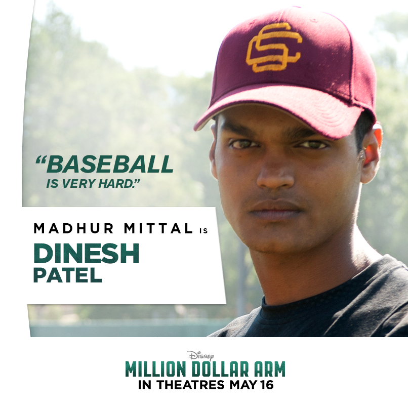 Dinesh: A hardworking teen who leaves the family business to get the chance of a lifetime to win a major league baseball contract.