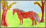 Horse in oil pastels