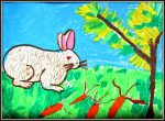 Rabbit in oil pastels