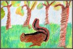 Squirrel in oil pastels