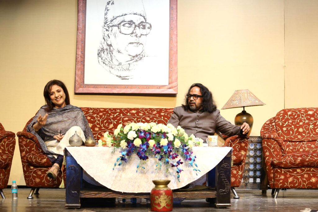 Sangeeta Bedi and Obaid Azam Azmi anchoring Rooh-e-Majrooh evening