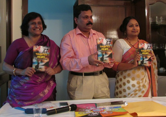  The launch of 'Thwarted Escape' by the publisher of Authorspress, Sudarshan Kcherry and Dr. Santosh Bakaya