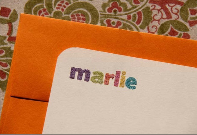 personalized glitter notecards 