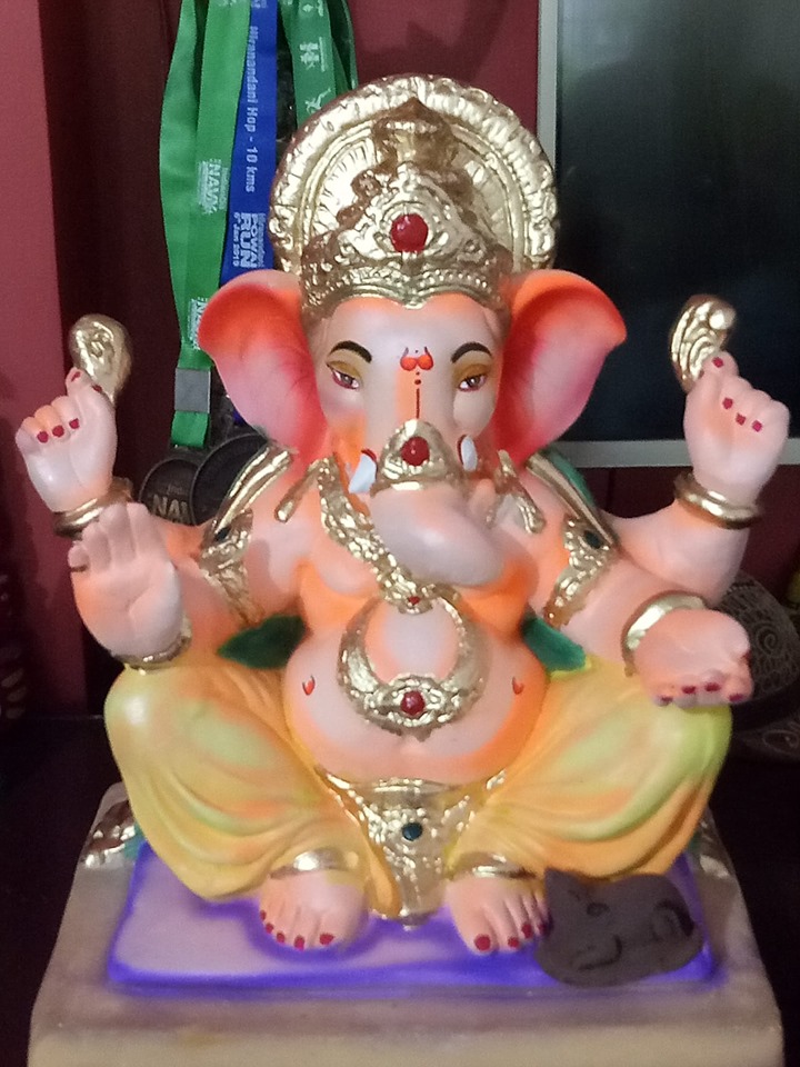 eco friendly Ganpati idol made from paper pulp