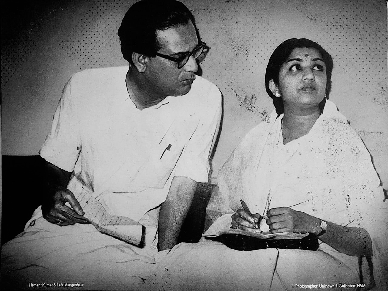 Lata with singer-composer Hemant Kumar