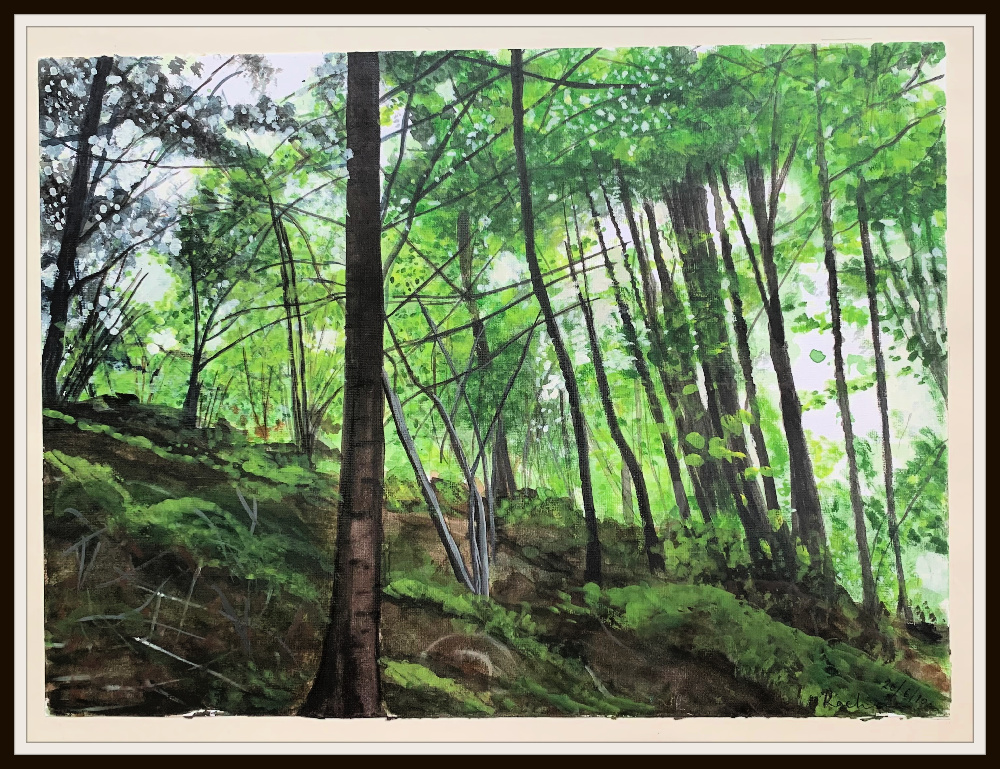 water colour painting forest