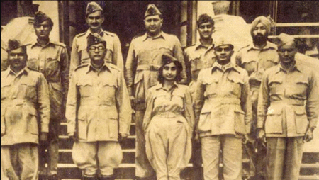 Capt Lakshmi Swaminathan, leader of the all-women Rani Jhansi Regiment with Netaji